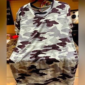Muted colored Camo t-shirt from LuLaRoe. Size XL worn a few times, like new